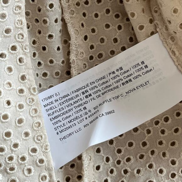 Theory Eyelet Button-Front Top - Size L - Picture 7 of 8